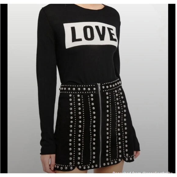 Free People Dresses & Skirts - Free People NWOT Black Leather Silver Stud Mini Skirt sz 4
